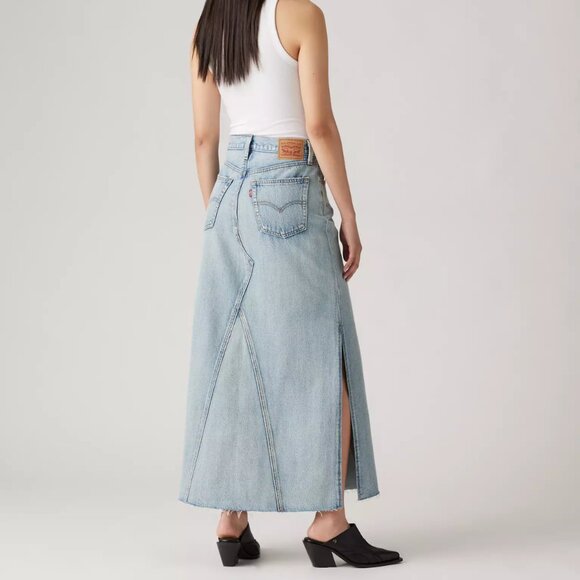 NWT! Levi's Icon Long A-line Mid-Rise Skirt Size 10 Not In The Mood Light Wash - Picture 3 of 7